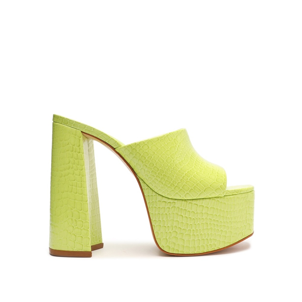 Schutz — Darah Crocodile-Embossed Leather Sandal